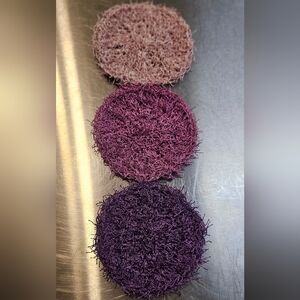 Purple Magenta Pink Set of 3 Kitchen Dish Scrubby Bath Body Exfoliate 4inch